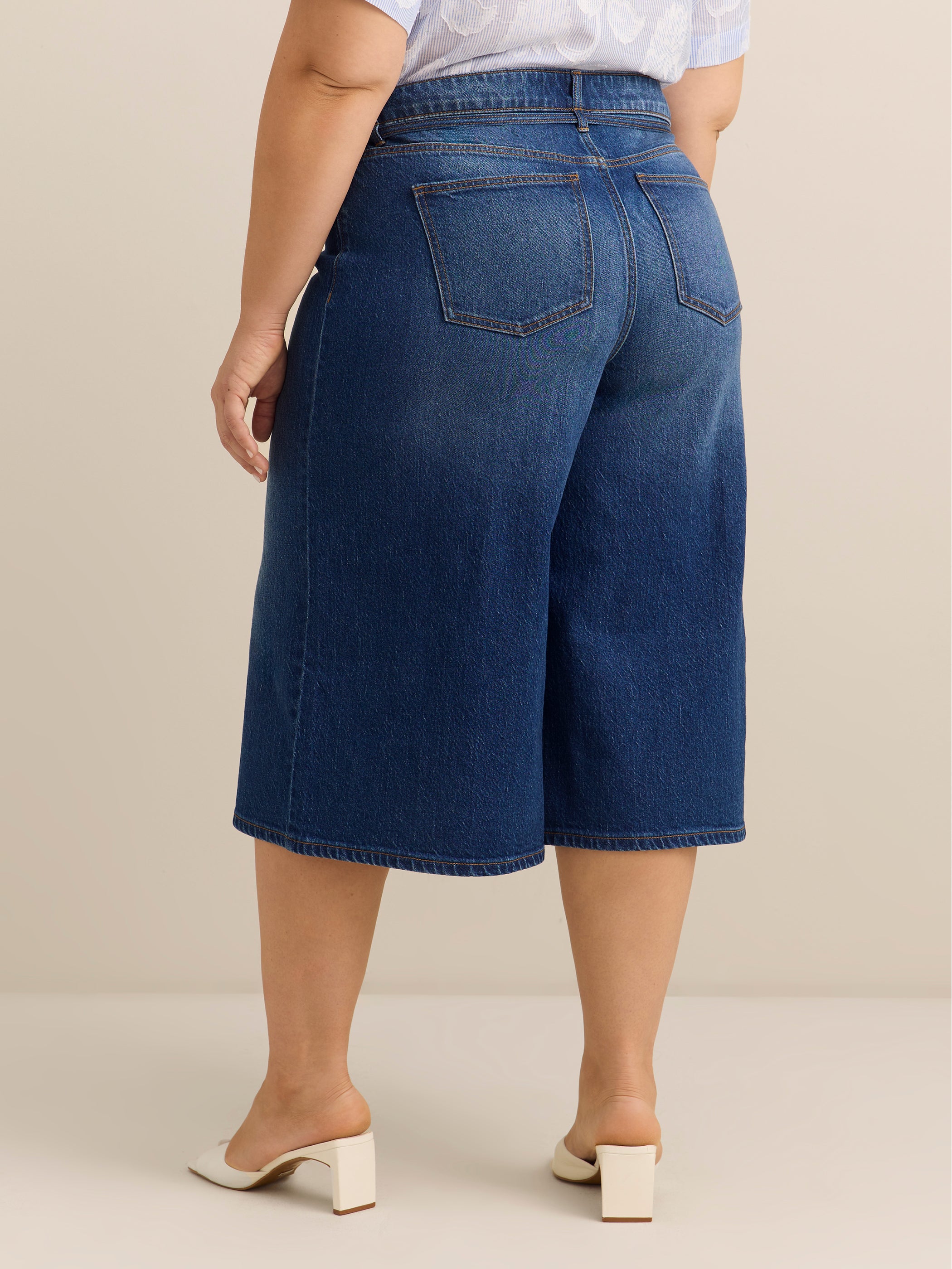 Curvy Mid-Rise Culotte Wide-Leg Denim Pant - d/C JEANS
