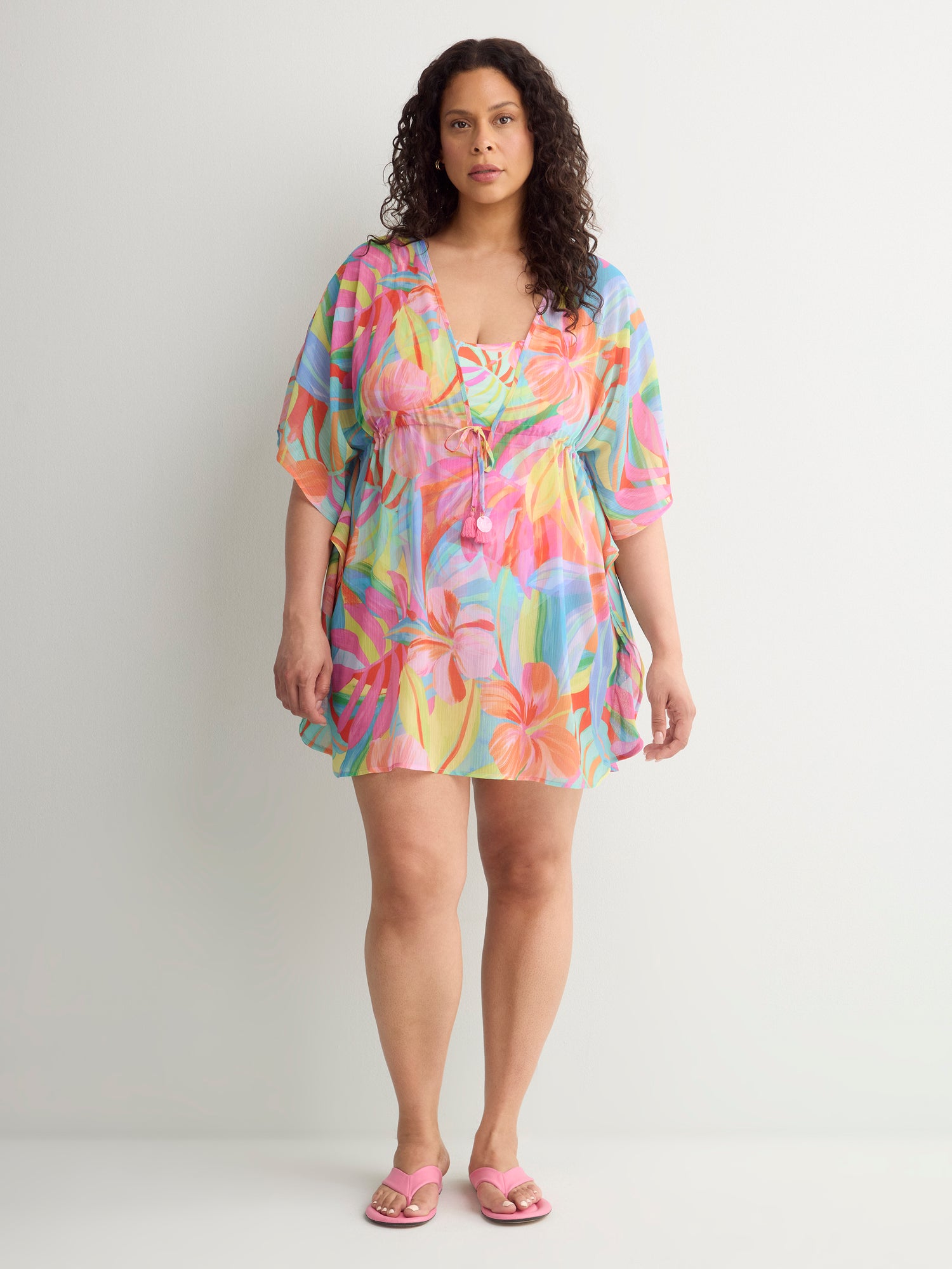Floral Chiffon Caftan - Bleu by Rod Beattie