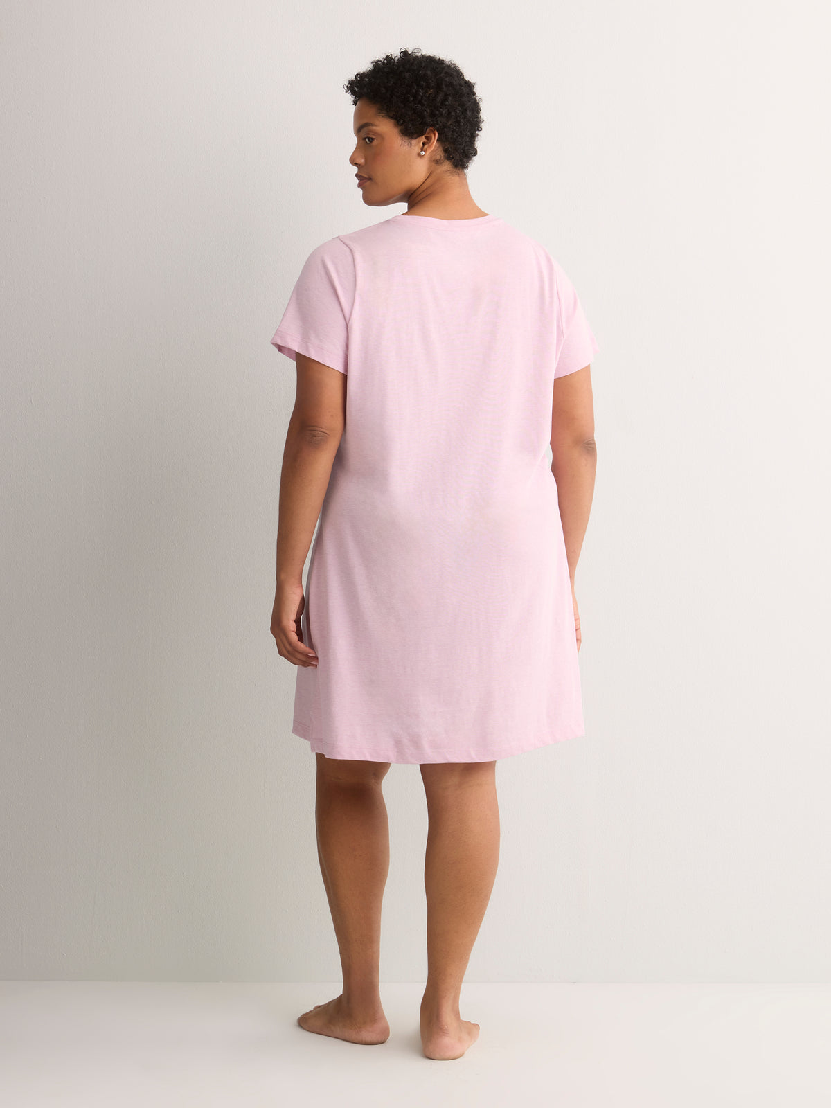 Pink Short Sleepshirt with Sheep Chest Print - tiVOGLIO