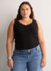Responsible, Straight V-Neck Ribbed Cami with Lace Trim