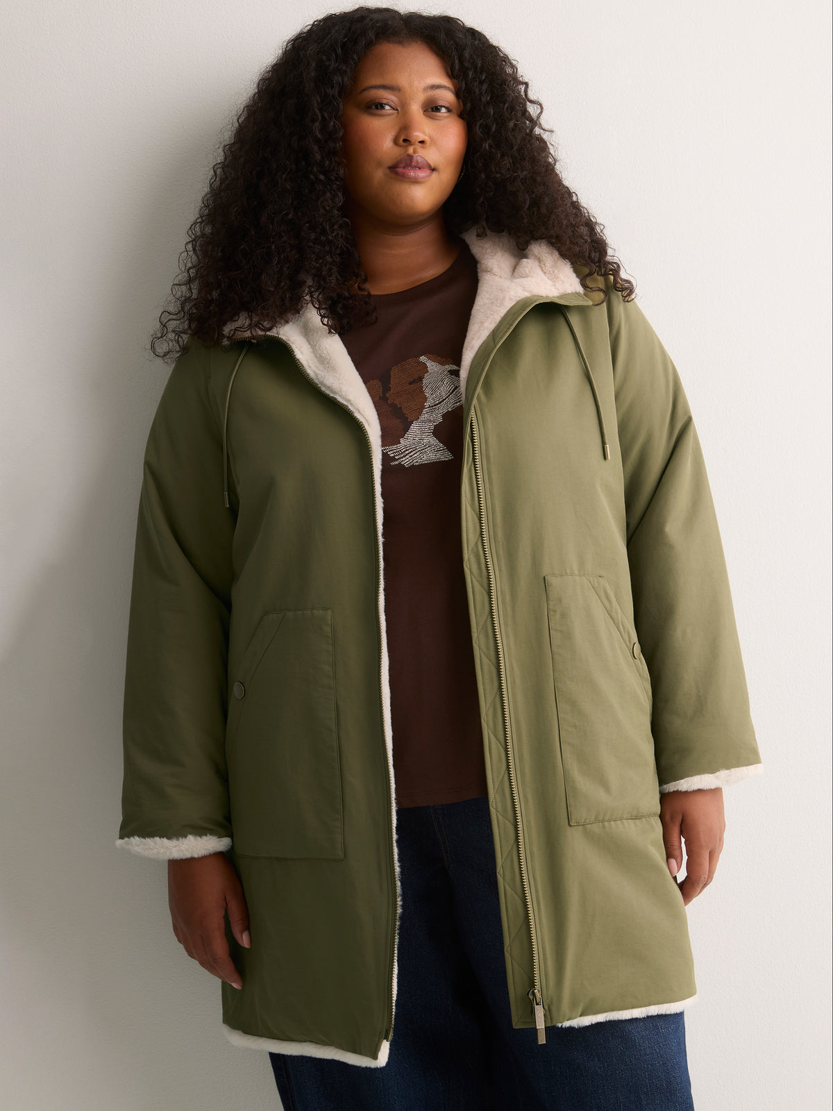 Olive Faux-Fur Lined Hooded Parka
