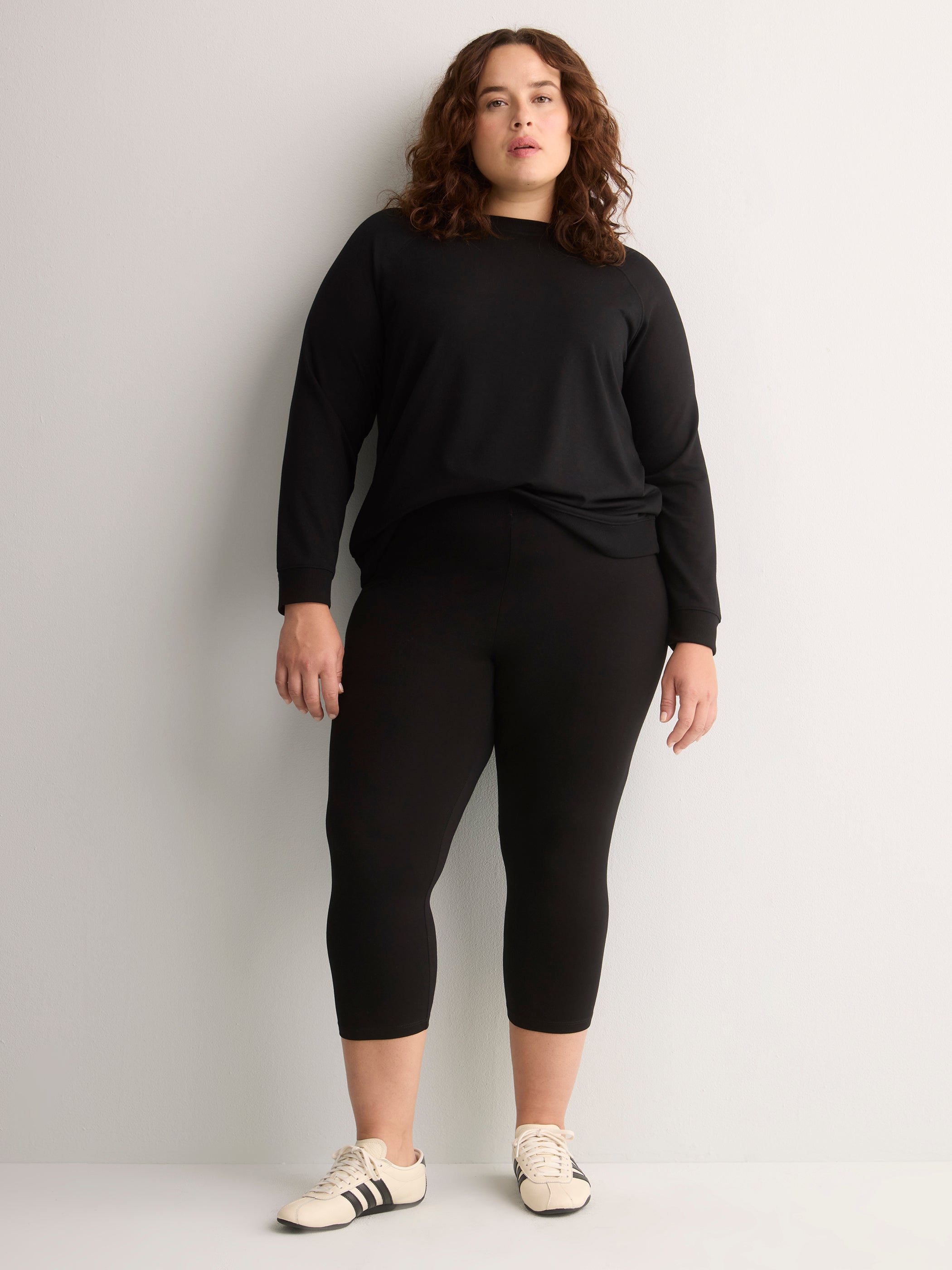 Loose French Terry Raglan-Sleeve Crew-Neck Sweatshirt