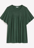 Flutter-Sleeve Knit Top with Smocked Detail
