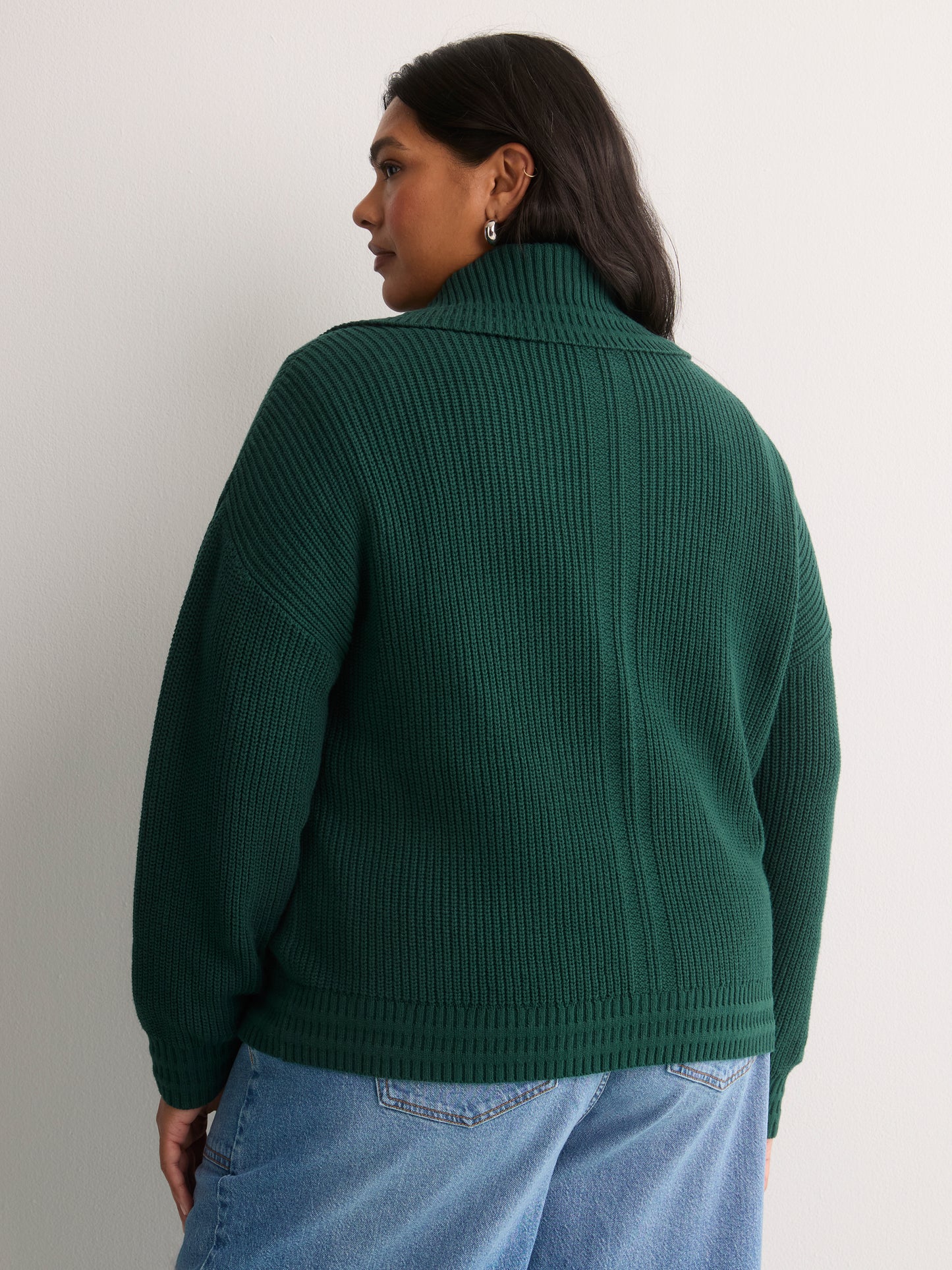 Straight Zippered Sweater Cardigan