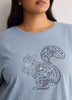 Blue Short-Sleeve Boxy Pyjama Top with Squirrel Print - tiVOGLIO