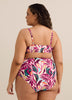 Coloured Foliage-Print Underwire Ruched Bikini Top