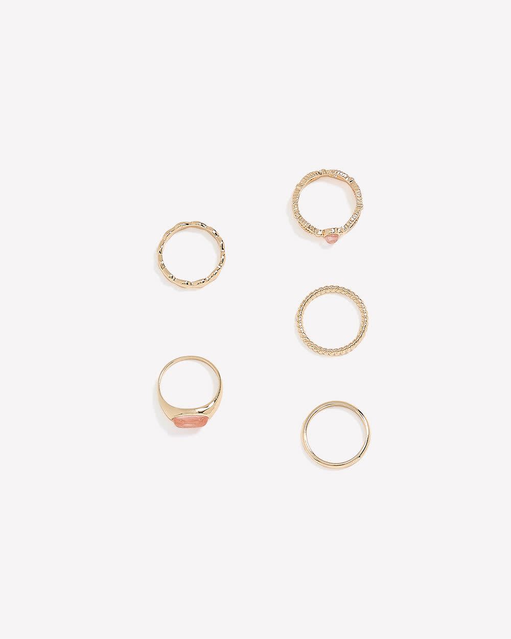 Assorted Rings with Coloured Stones, Set of 5