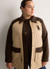 Long Two-Tone Barn Jacket with Corduroy Collar