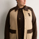 Long Two-Tone Barn Jacket with Corduroy Collar