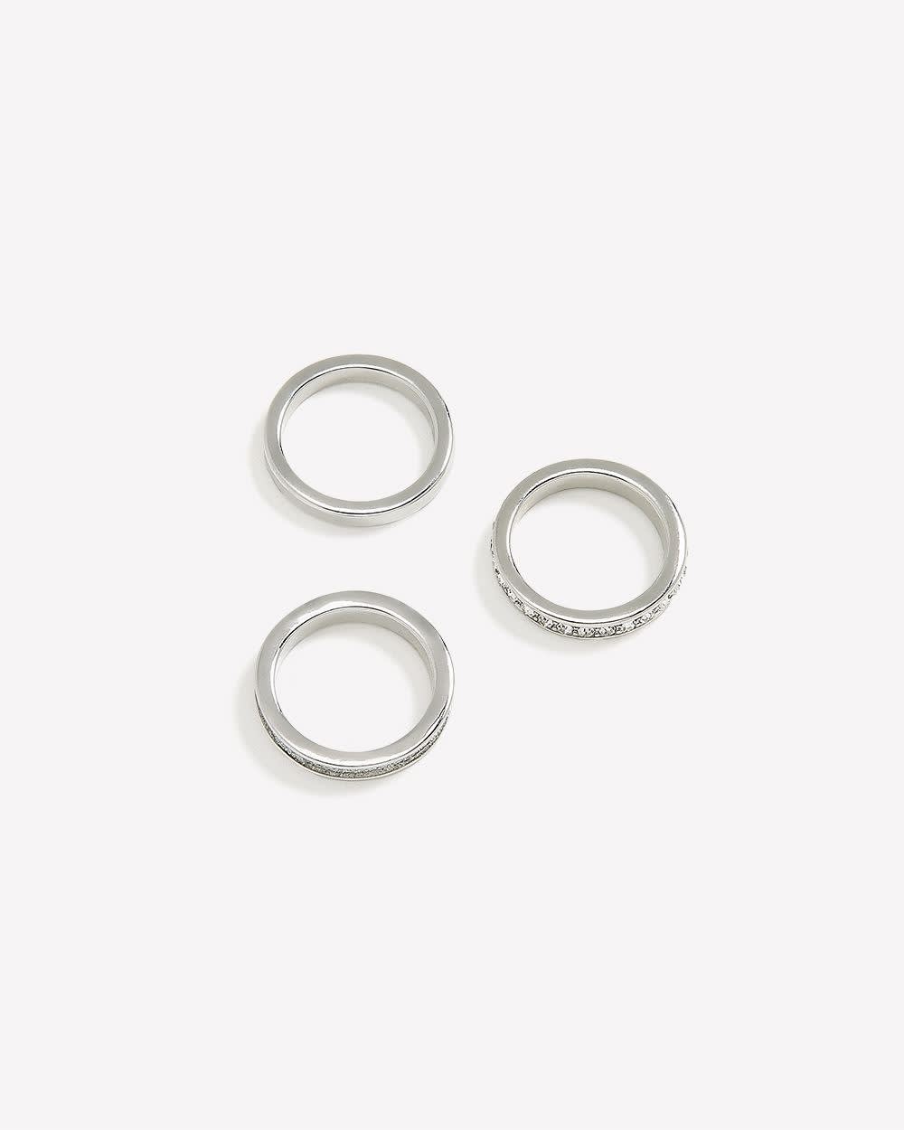 Silver Paper Glitter Rings, Set of 3