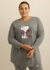 Ladies Knit PJ Top – Cotton Blend, Long Sleeve, Placement Print