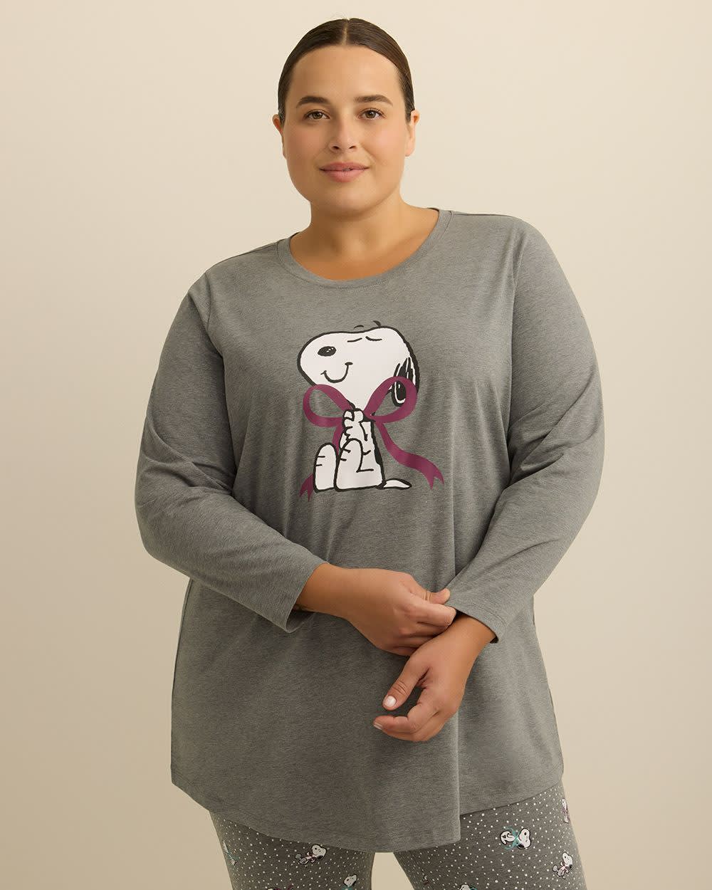Ladies Knit PJ Top – Cotton Blend, Long Sleeve, Placement Print