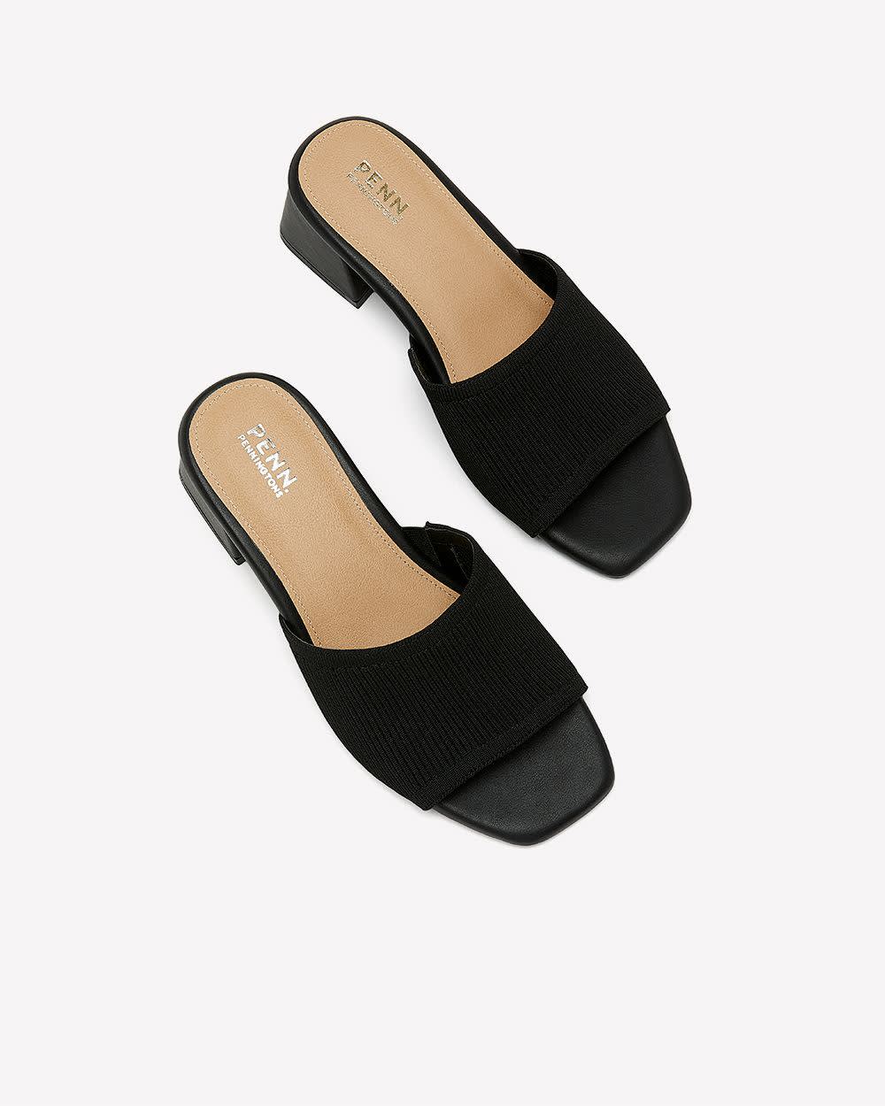 Extra Wide Width, Knit Mule Sandal with Flared Heel