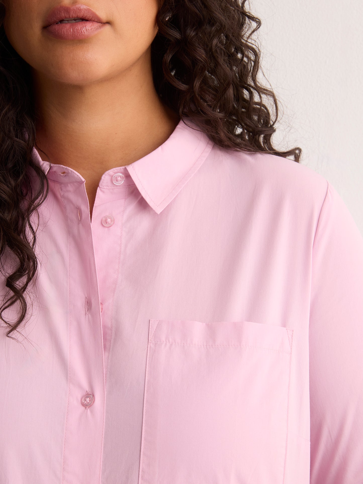 Pink Poplin Buttoned-Down Tunic Shirt