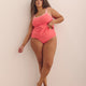 Coral High-Rise Cheeky Ribbed Swim Brief