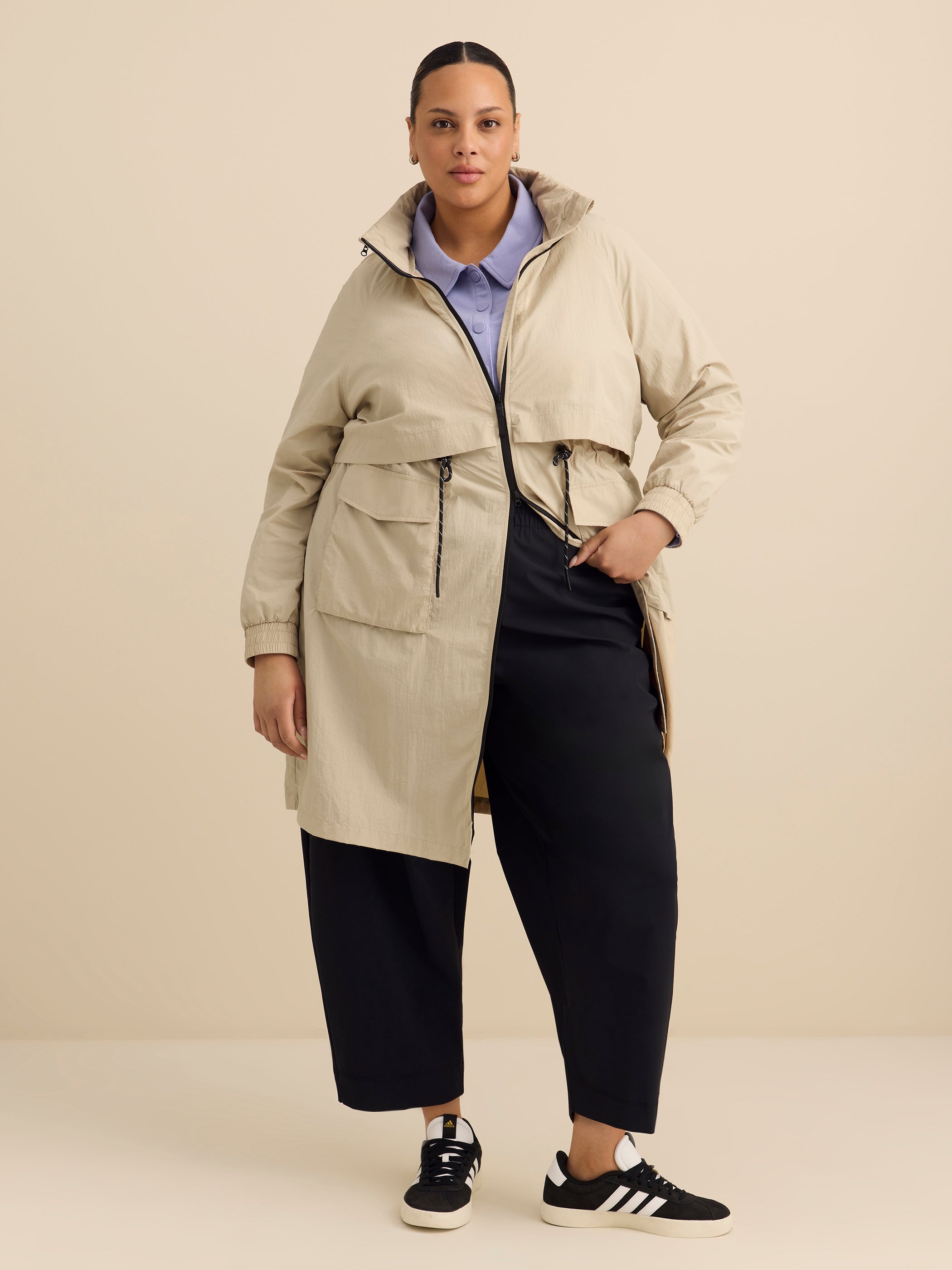 ActiveZone plus size long water-repellent windbreaker jacket