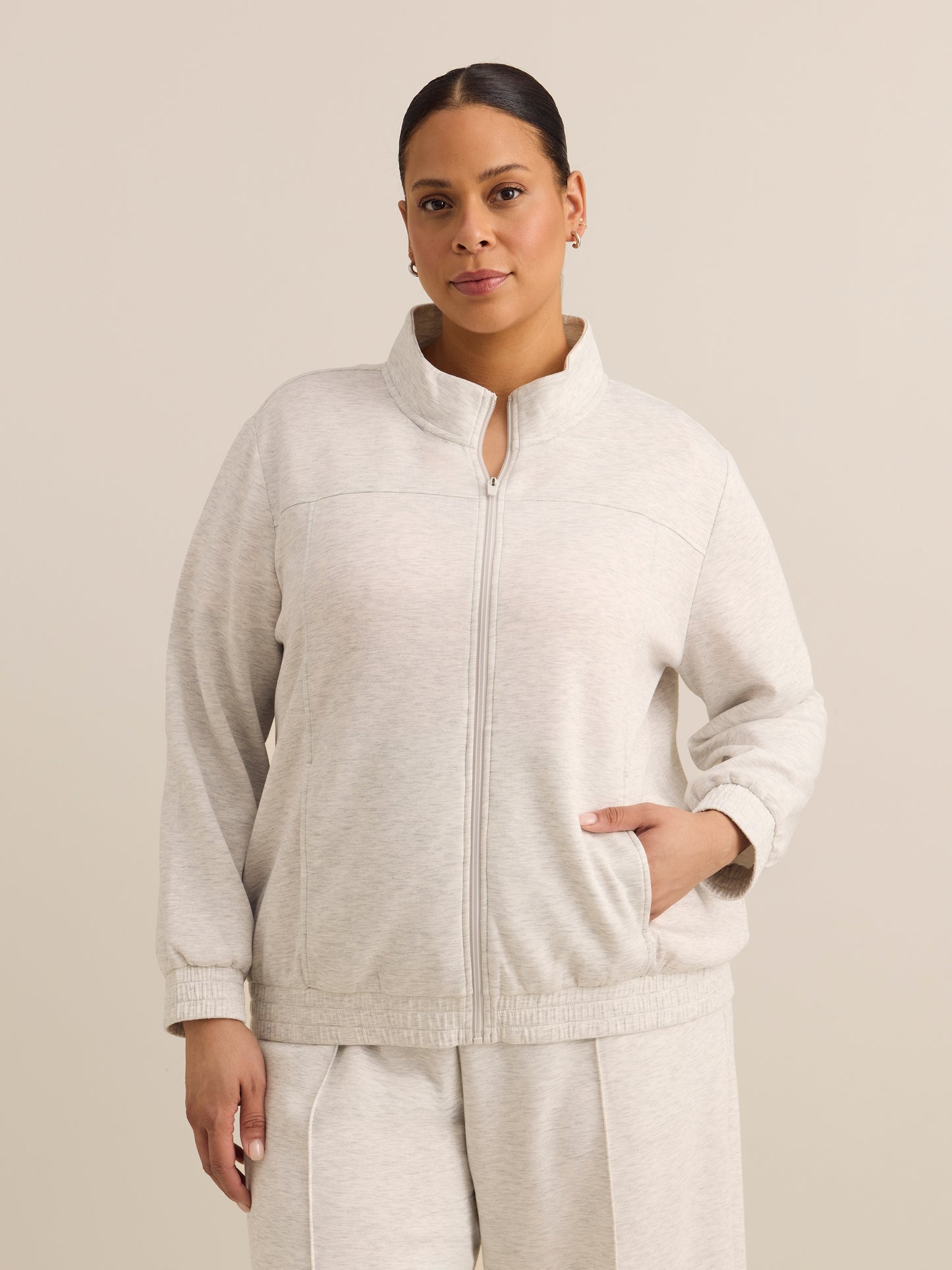 Manteau zippé à col montant, tissu responsable - Active Zone