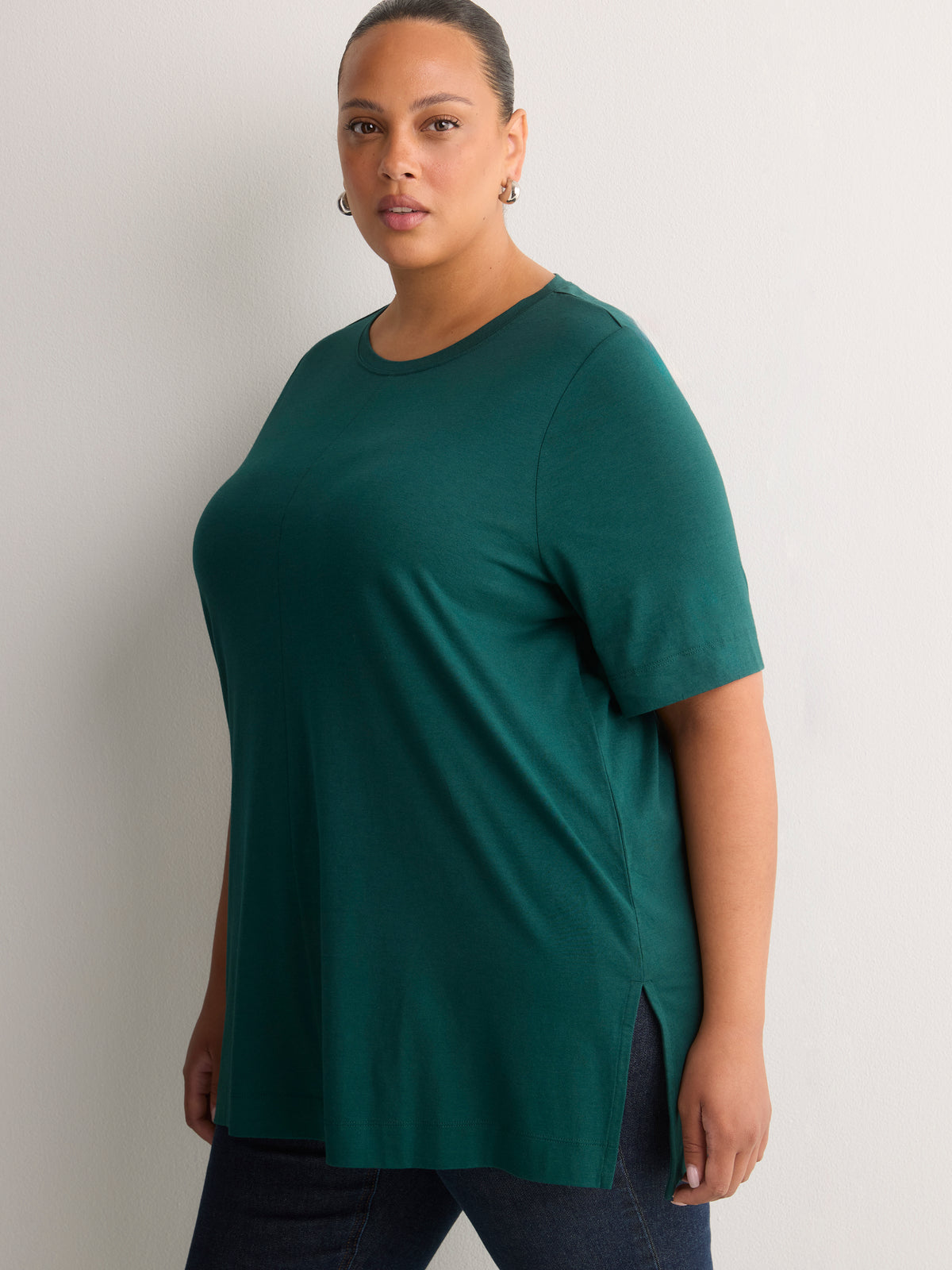 Responsible, Straight Cotton Knit Crew Neck Tunic