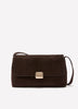 Brown Faux-Suede Crossbody Handbag