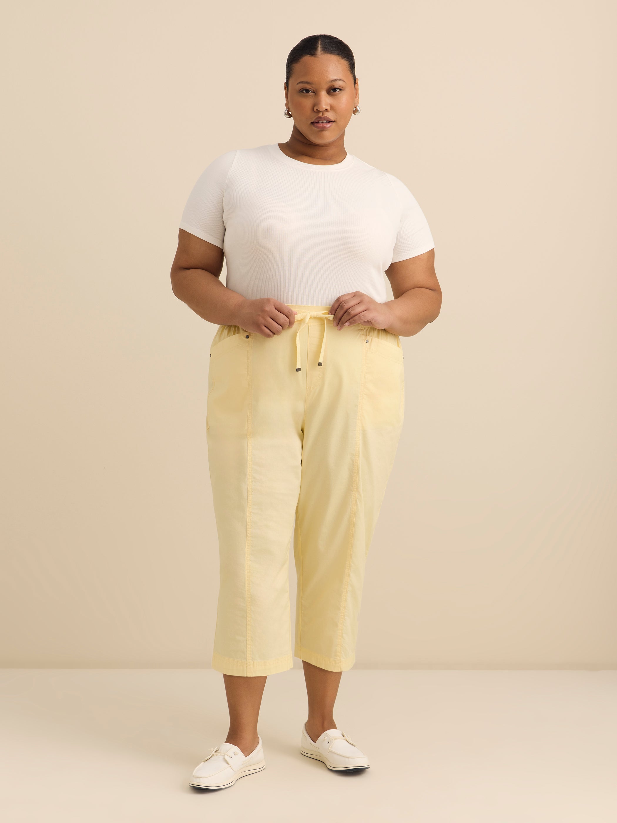 Solid Capri with Adjustable Waistband
