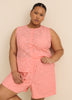 Pink Embroidered Cotton Pull-On Short