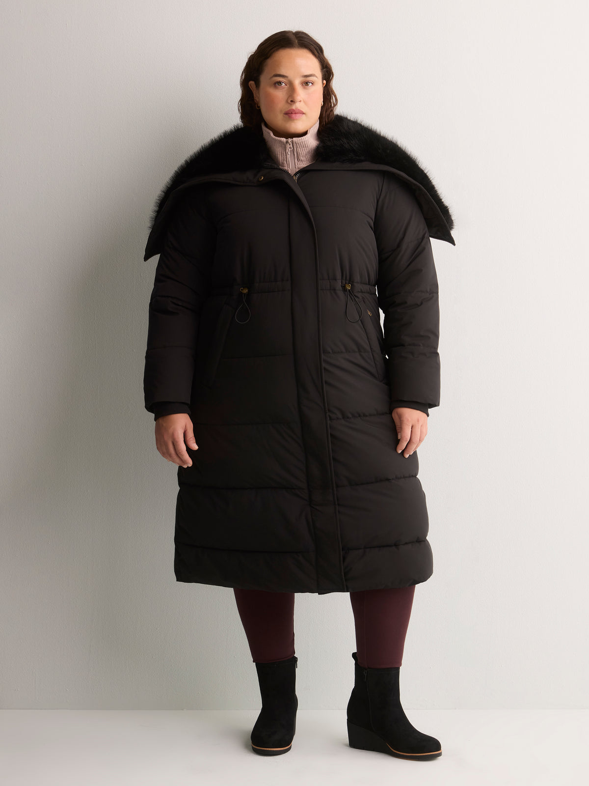 Maxi Puffer Jacket with Split Hood