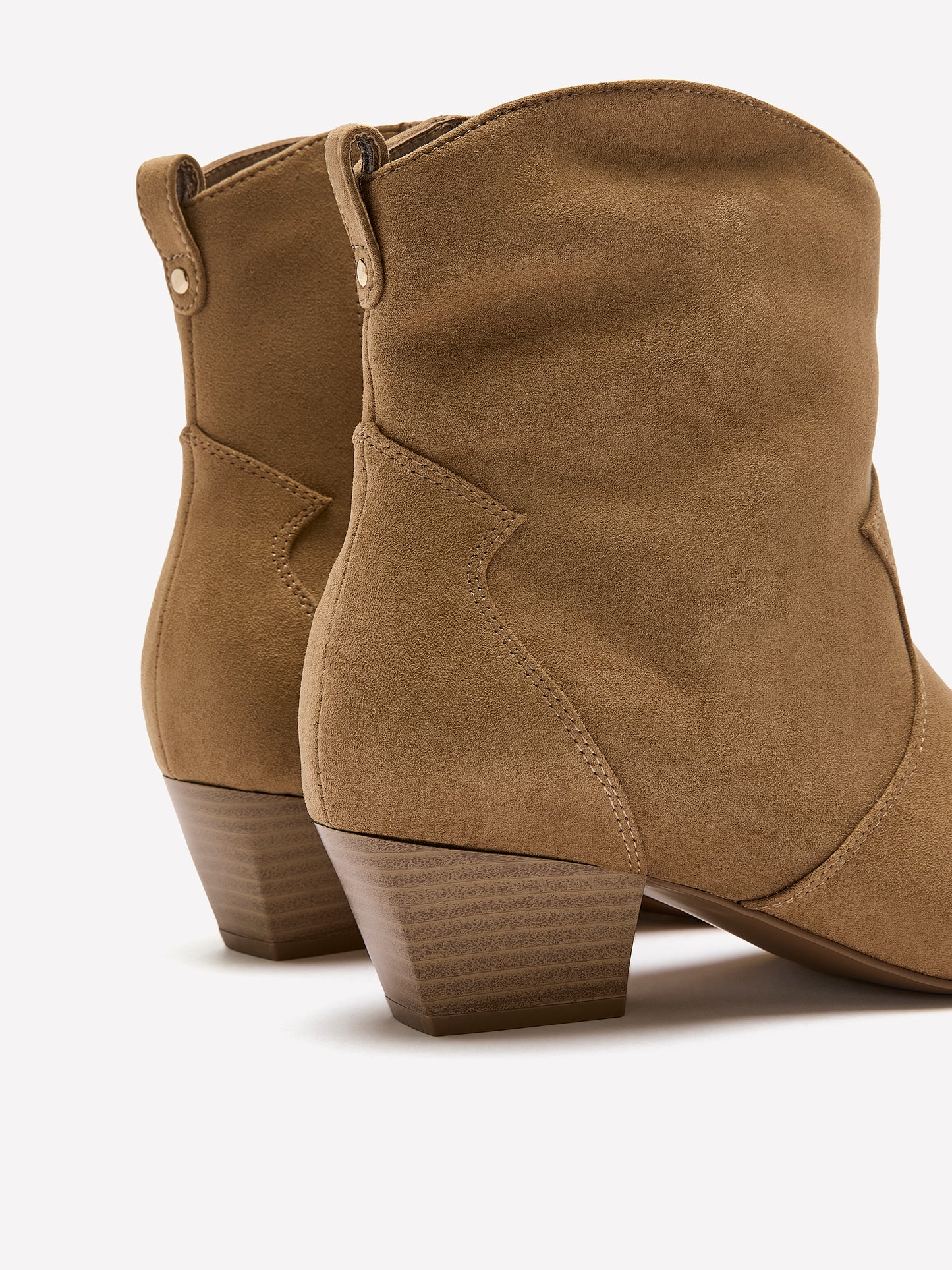 Extra Wide Width, Taupe Block-Heel Western Booties