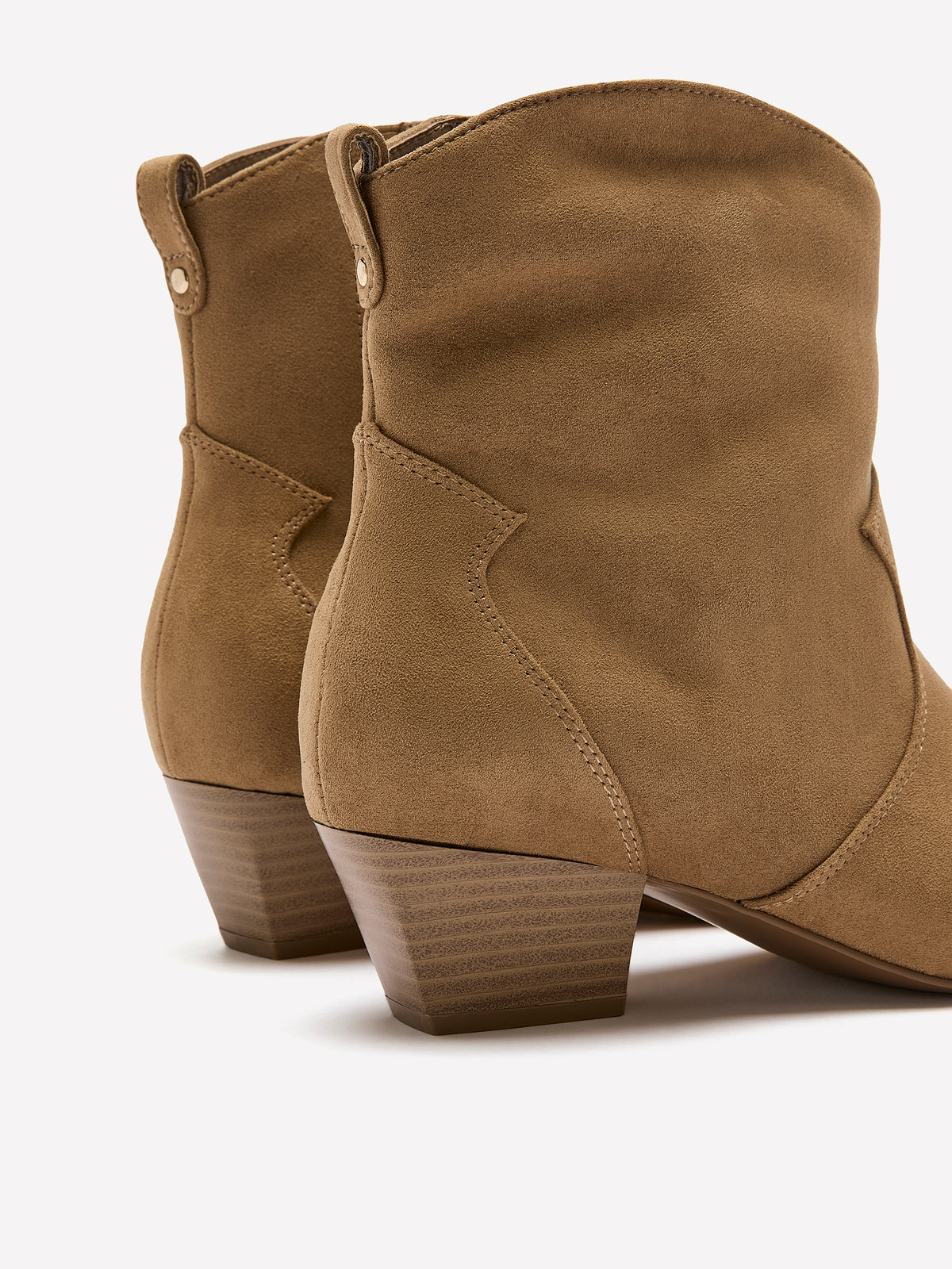 Extra Wide Width, Taupe Block-Heel Western Booties