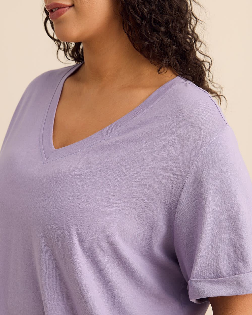 Responsible, V-Neck Boyfriend Tee with Slits