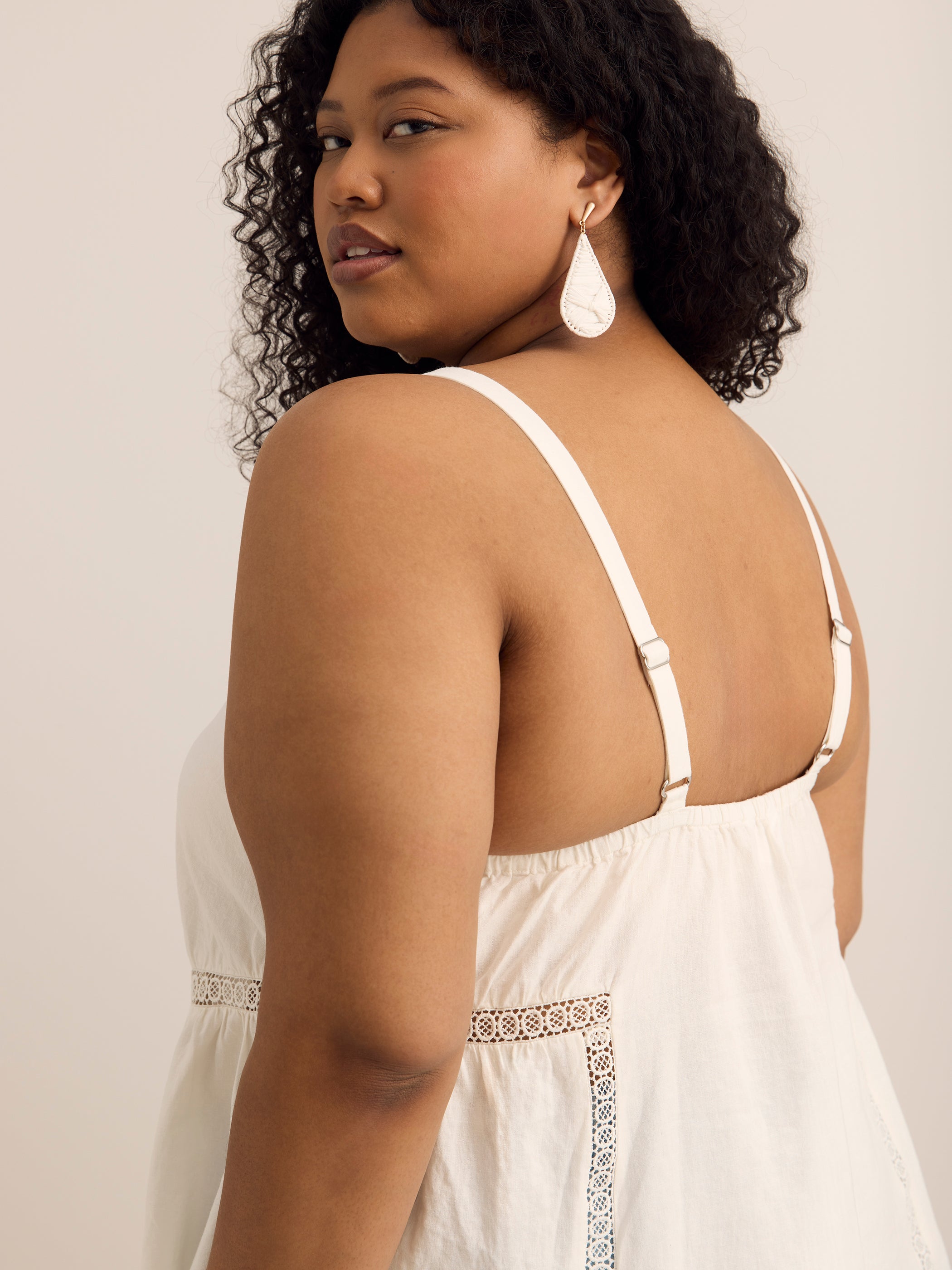 Linen Blend Swing Cami Blouse with Pintuck Detail