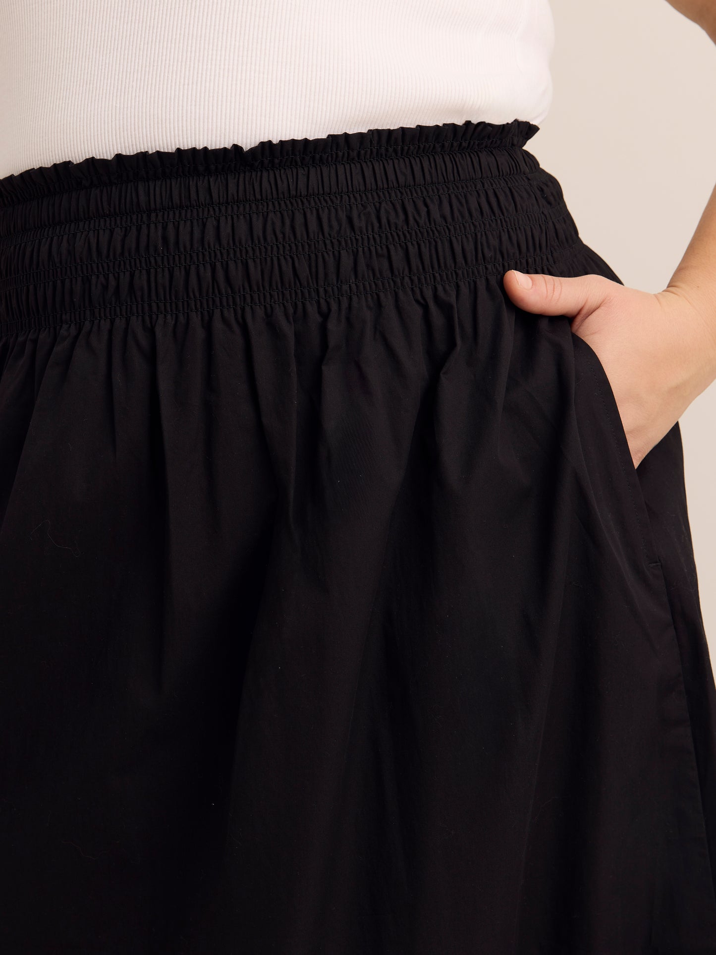 Cotton Poplin Pull-On Maxi Skirt