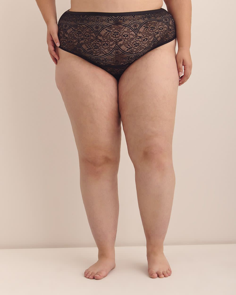 Culotte échancrée sexy noire en dentelle - Déesse Collection