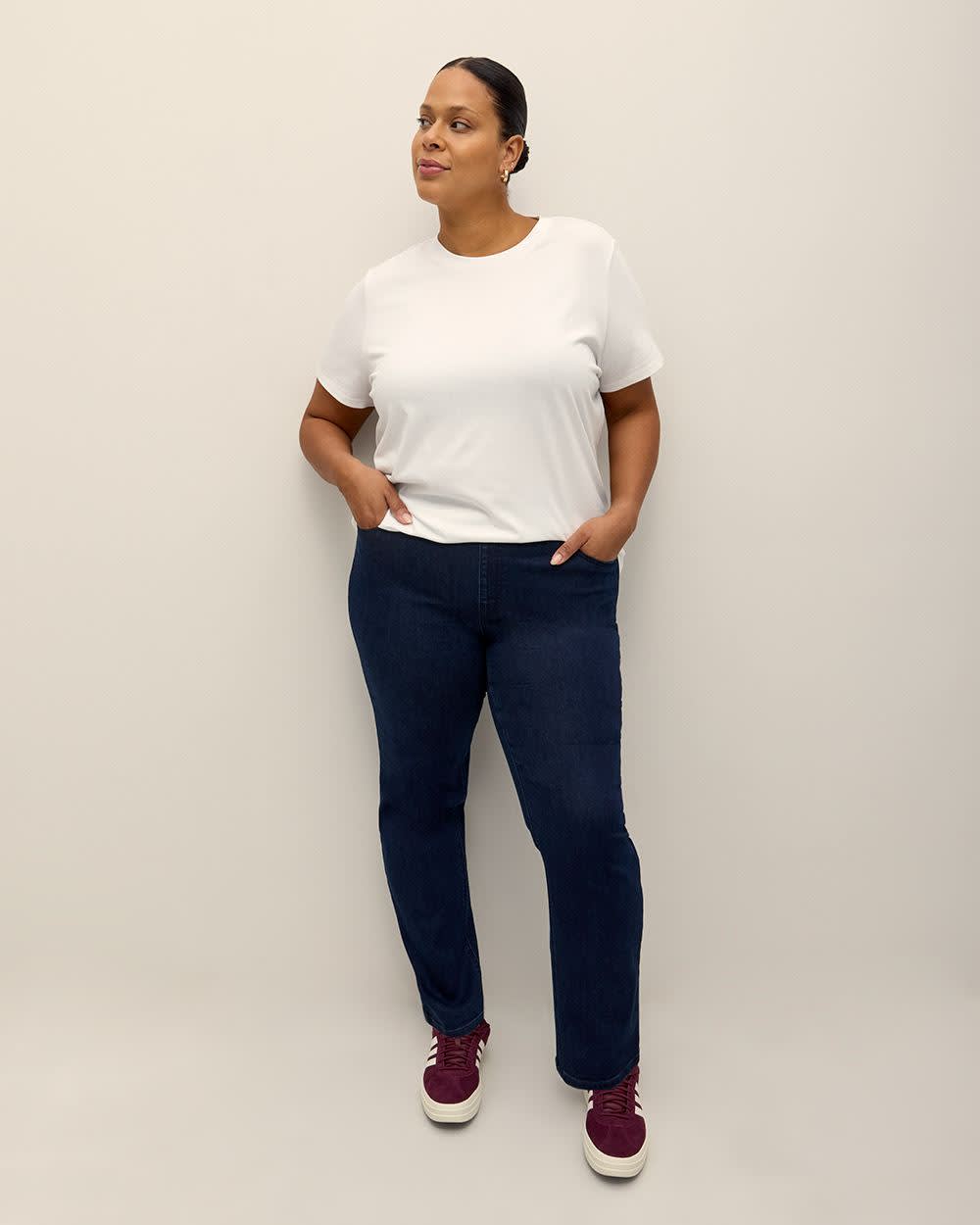 Jeans à enfiler à jambe droite, coupe ingénieuse, petite - d/C JEANS