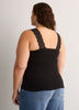 Responsible, Straight V-Neck Ribbed Cami with Lace Trim