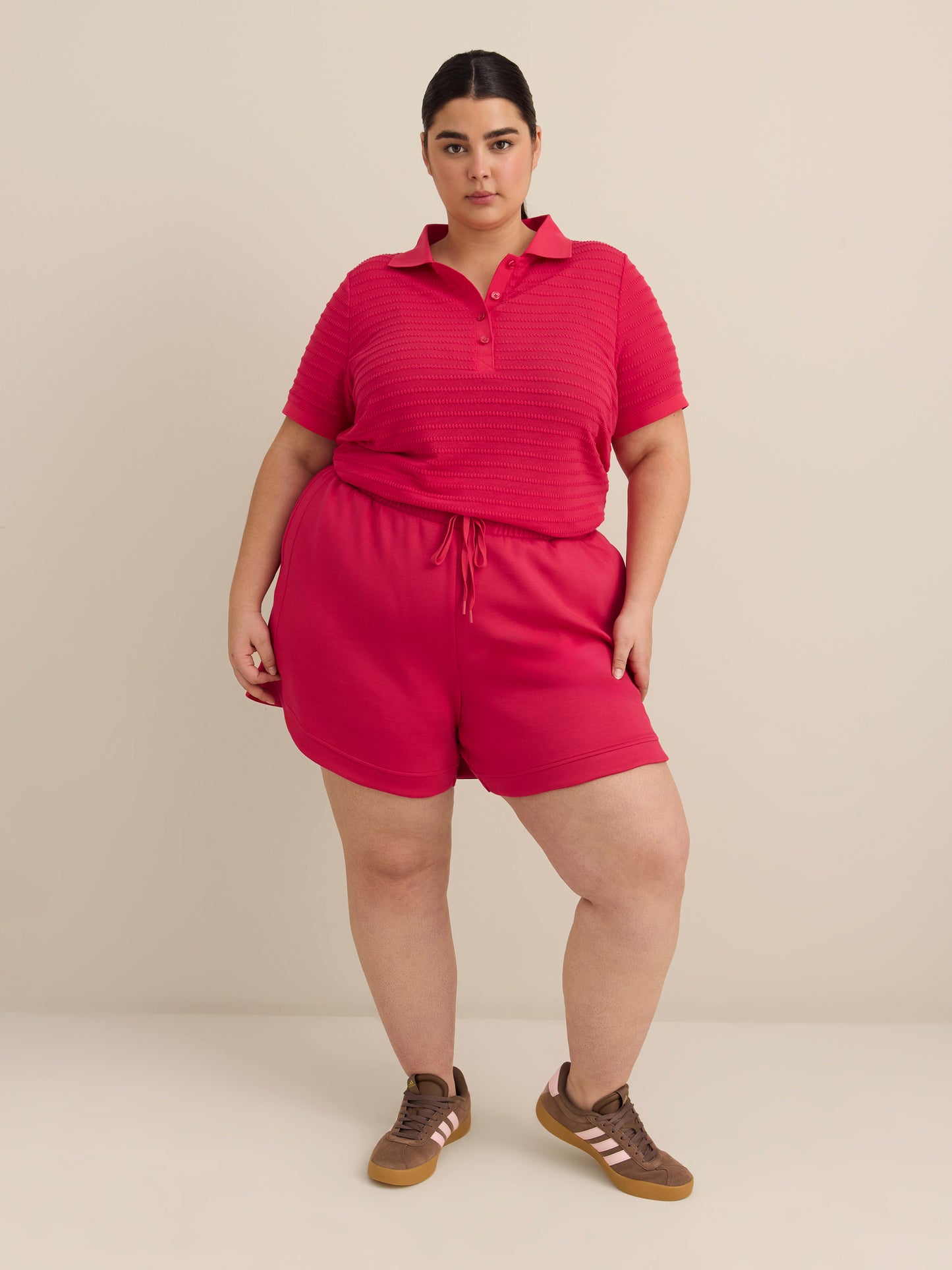 Short-Sleeve Crochet Knit Polo - Active Zone