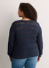 Straight Lace-Up Crew Neck Combed Knit Sweater