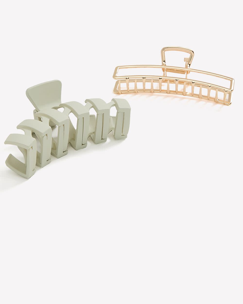 Pinces à  cheveux métallique et en plastique, ens. de 2