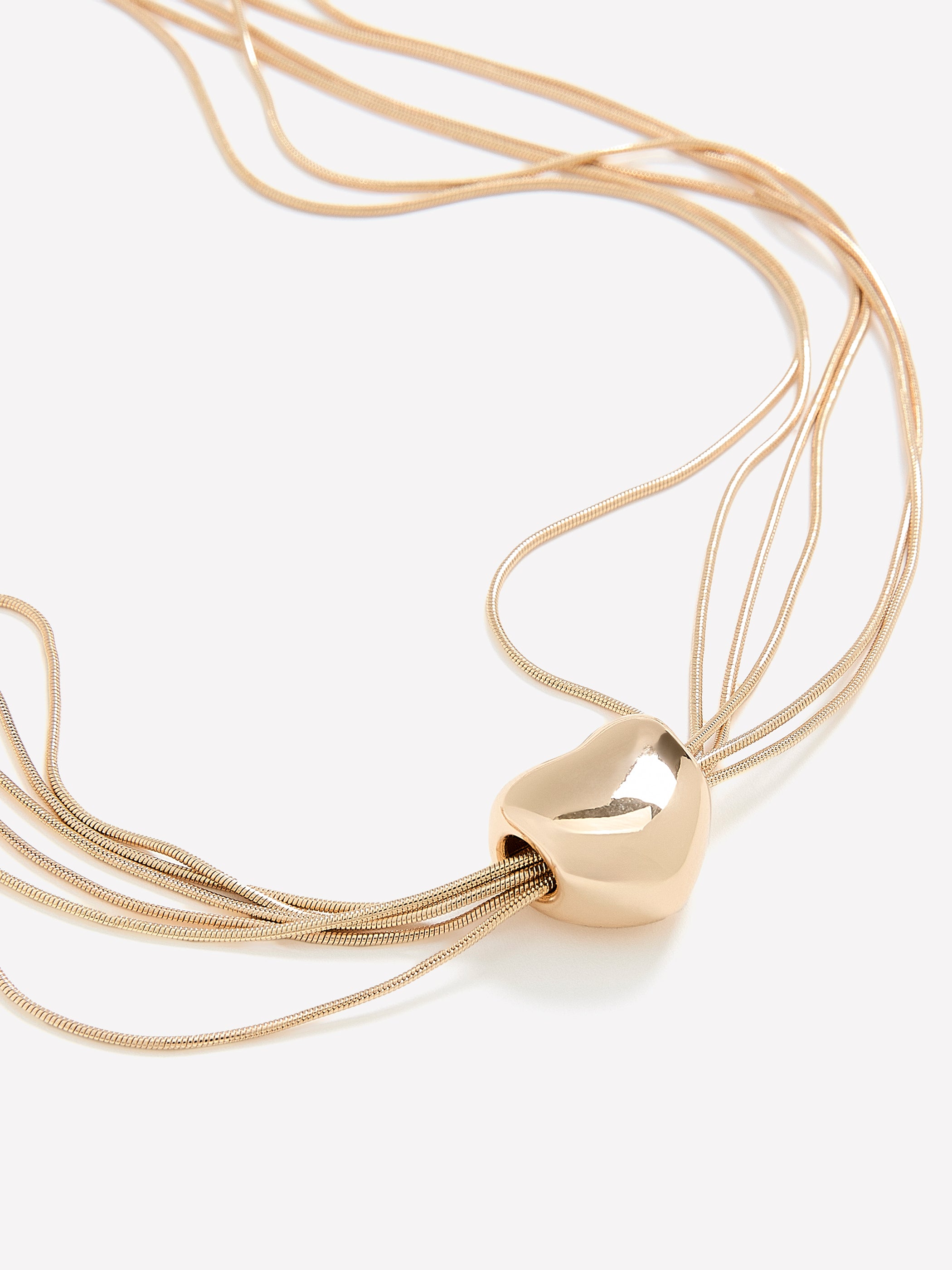 Multilayer Think Chain Necklace with Puffy Heart Pendant