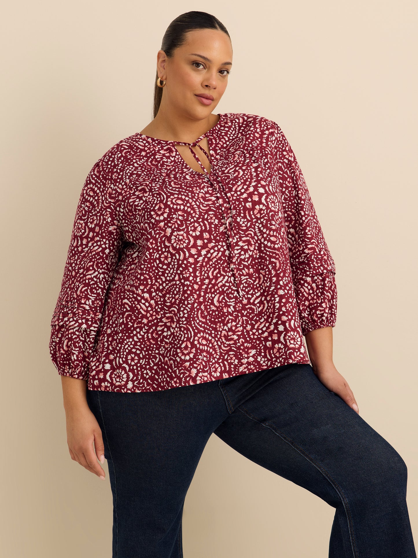 Cotton Blouse with Balloon Sleeves