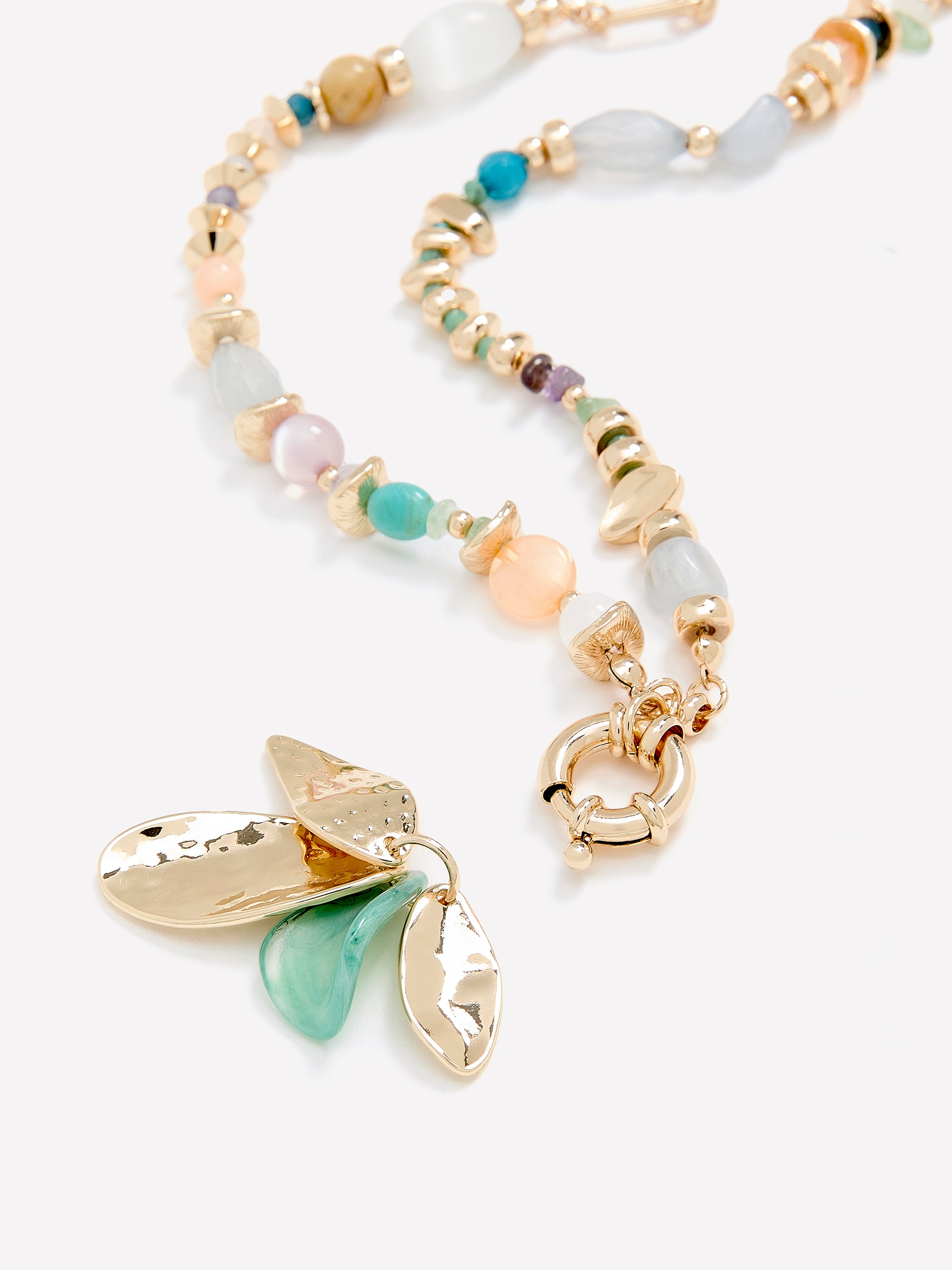 Short Beaded Necklace with Pendant Charms