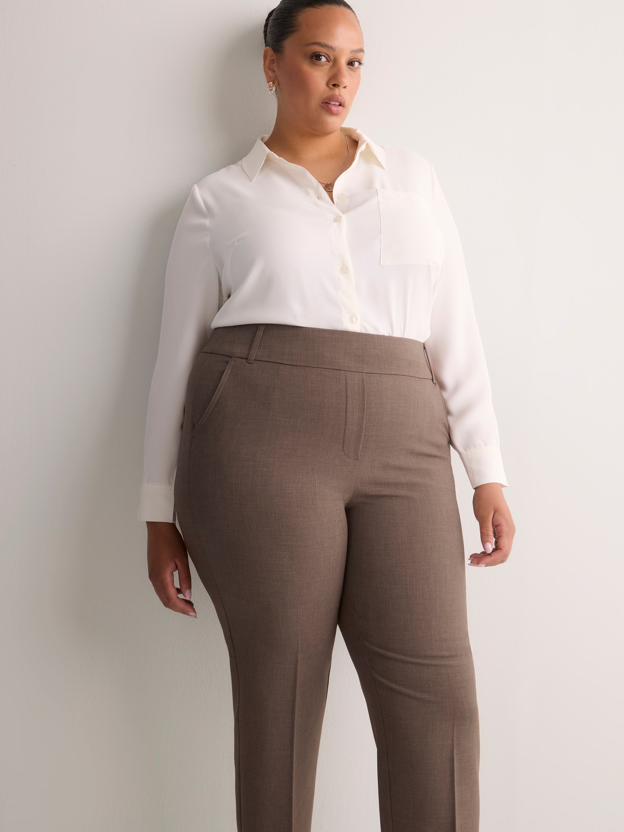 Grey Slim-Leg Savvy Twill Pants