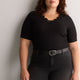 Lace V-Neck Rib Knit Tee