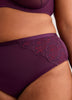 Plum Microfibre Cheeky Brief with Side Embroidery - Déesse