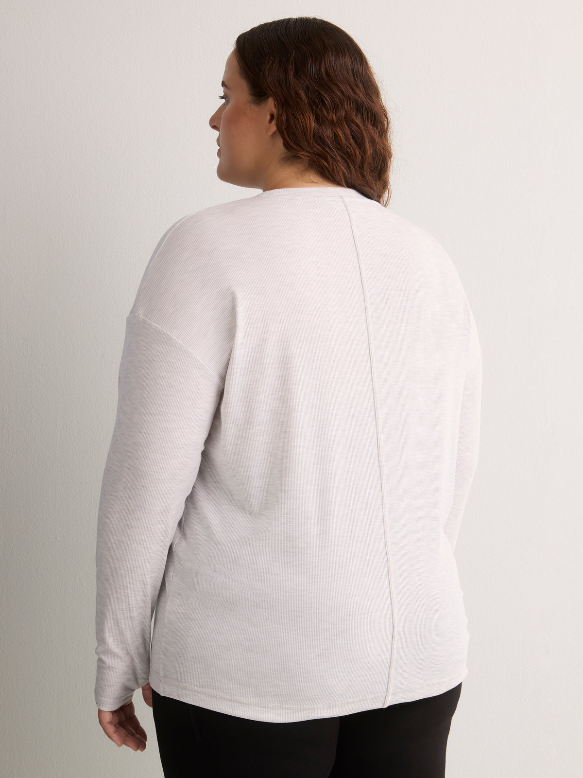 Long Ribbed Knit Crew-Neck T-Shirt - Active Zone
