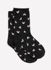 Black Butterfly-Print Crew Socks with Rolled Edge
