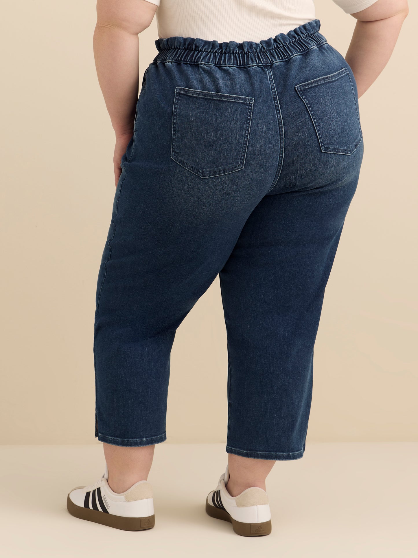 High-Rise Cropped Tapered-Leg Paperbag Denim Pant - d/C JEANS