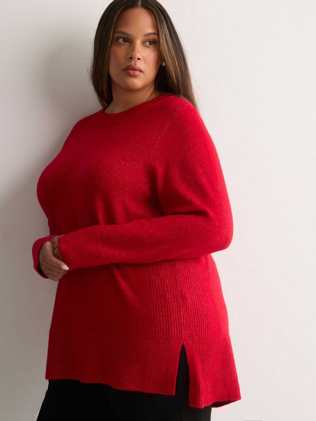 Crew-Neck Tunic Sweater