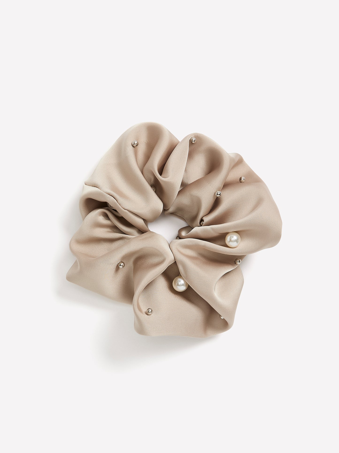 Large Hair Scrunchie with Pearl Studs