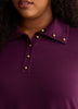 Loose French Terry Tunic Top with Buttoned Johnny Collar