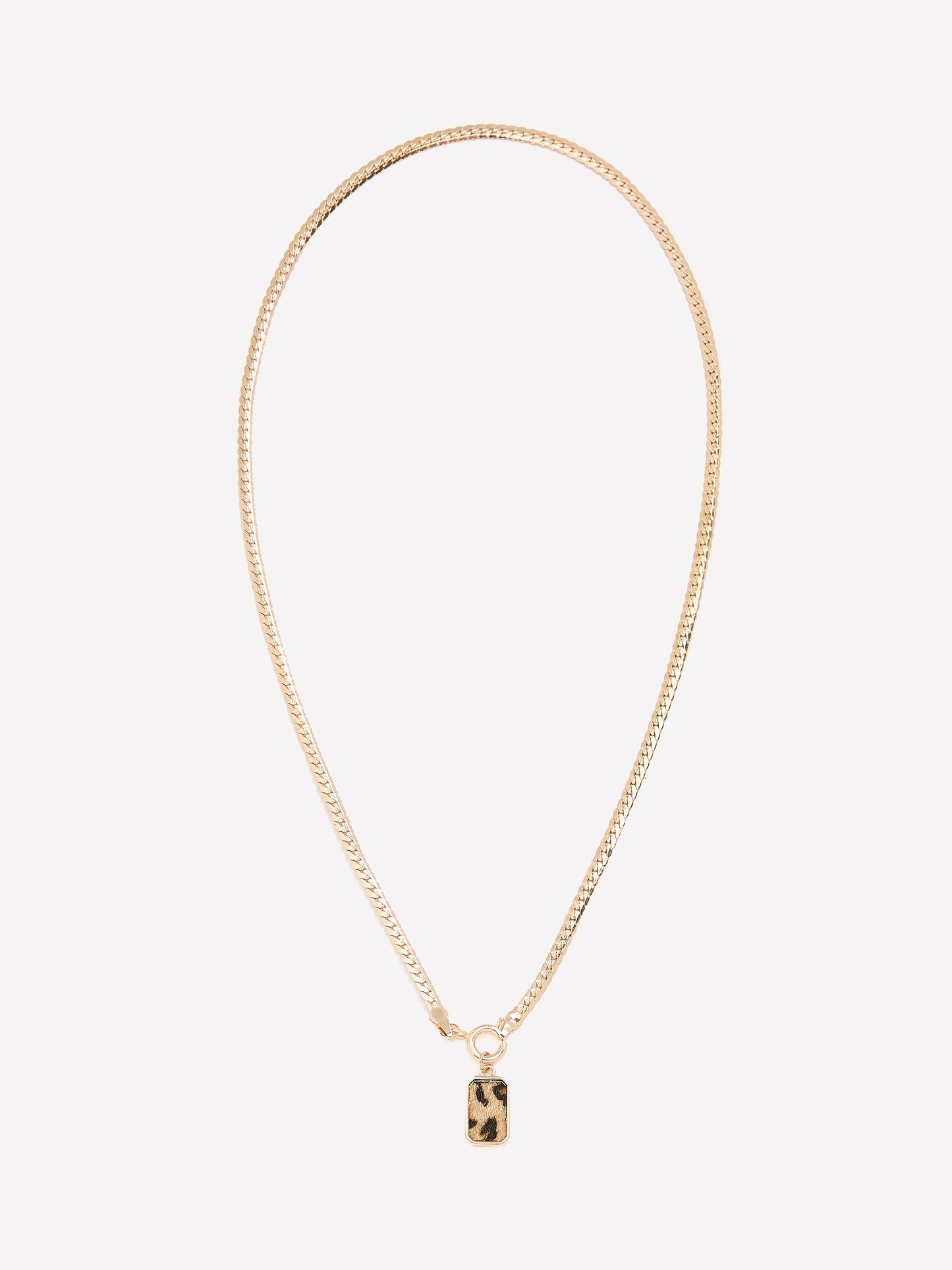 Short Golden Chain with Leopard-Print Pendant